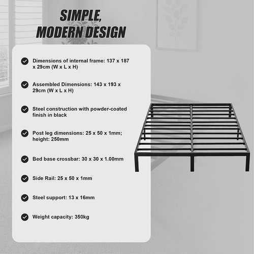 Double Heavy-Duty Steel Bed Frame Base for Australian Mattresses