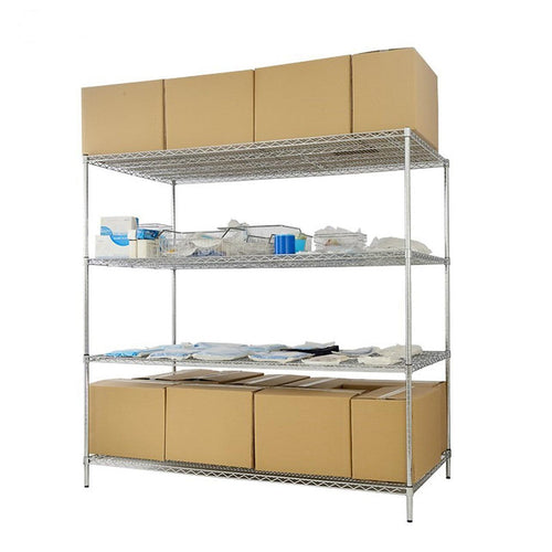 Modular Wire Storage Shelf 1500 x 350 x 1800mm Steel Shelving - Carbon Chrome Plated