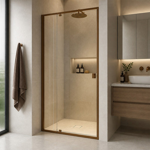 Semi-Frameless Shower Screen – Dust Brown, Front: (74~82)x195cm, No Side Return