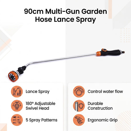 90cm Garden Hose Spray Lance – Long Reach Multi-Function Watering Gun