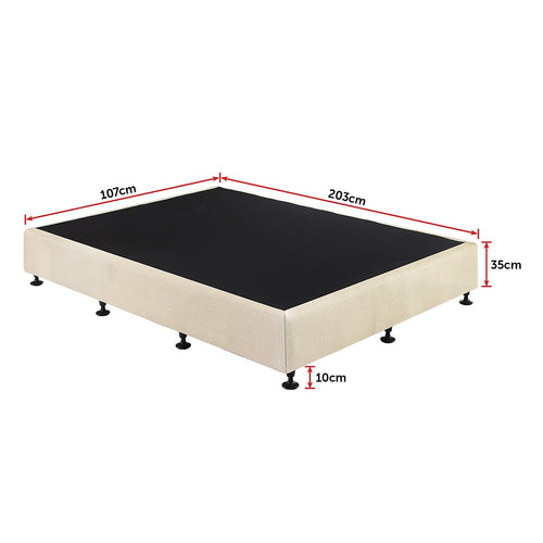 King Single Slatted Ensemble Bed Base - Sand Linen Breathable Cover