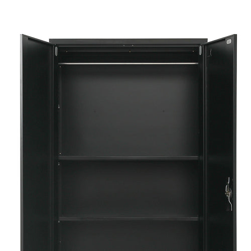 Double-Door Metal Cabinet with 4 Shelves – Office, Garage, or Home Storage in Black without Legs