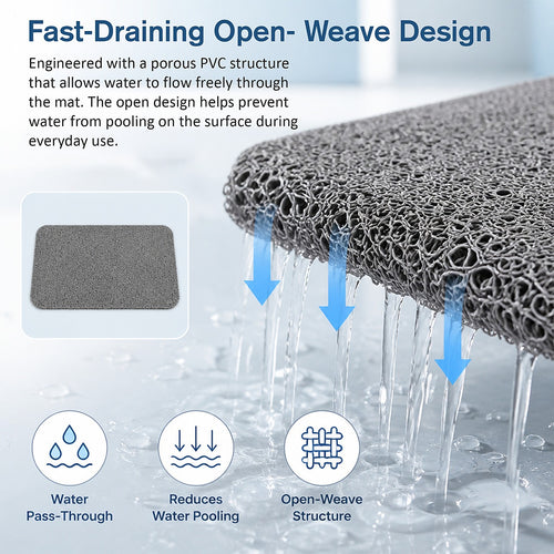 Non Slip Shower Mat 2 Pack Fast Draining PVC Bathroom Mats Beige & Grey