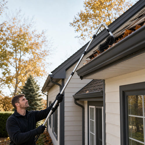4M Telescopic Gutter Cleaning Tool Kit with Brush, Rake & Pole