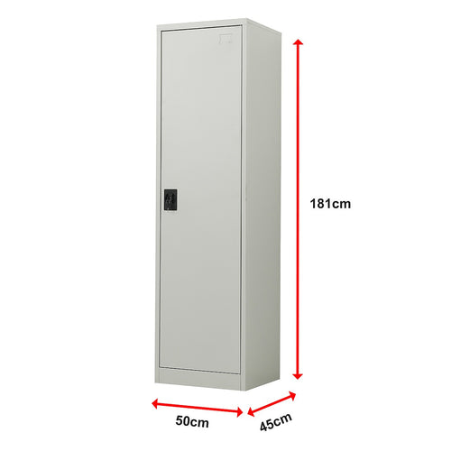 Single Door Metal Locker Cabinet - Grey without Legs