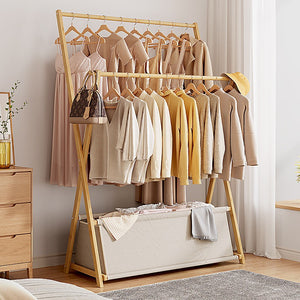 100cm Clothes Rail Rack Rack Garment Rack Freestanding Hanger Bedroom Clothing Rack With Lower Storage Shelf - Wood
