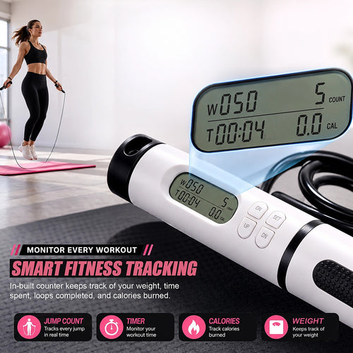Skipping Rope Jump with Counter Smart Calorie Counting Adjustable Cable Ropeless