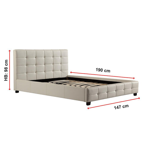 Double White PU Leather Deluxe Bed Frame