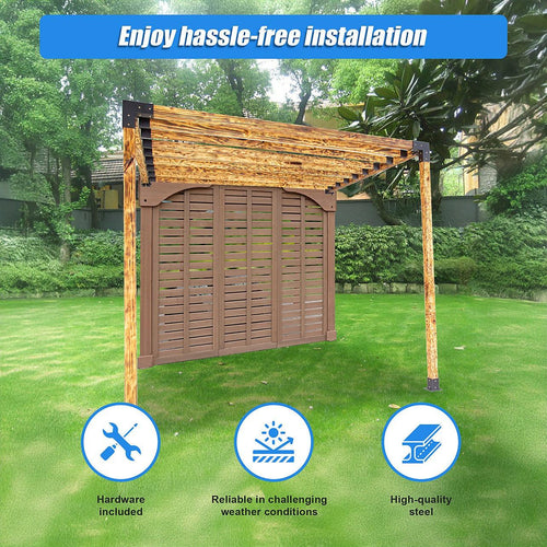 Roof Pergola Gazebo Shed Matte Black Steel Single Wall with Top Rafters Brackets DIY Kits