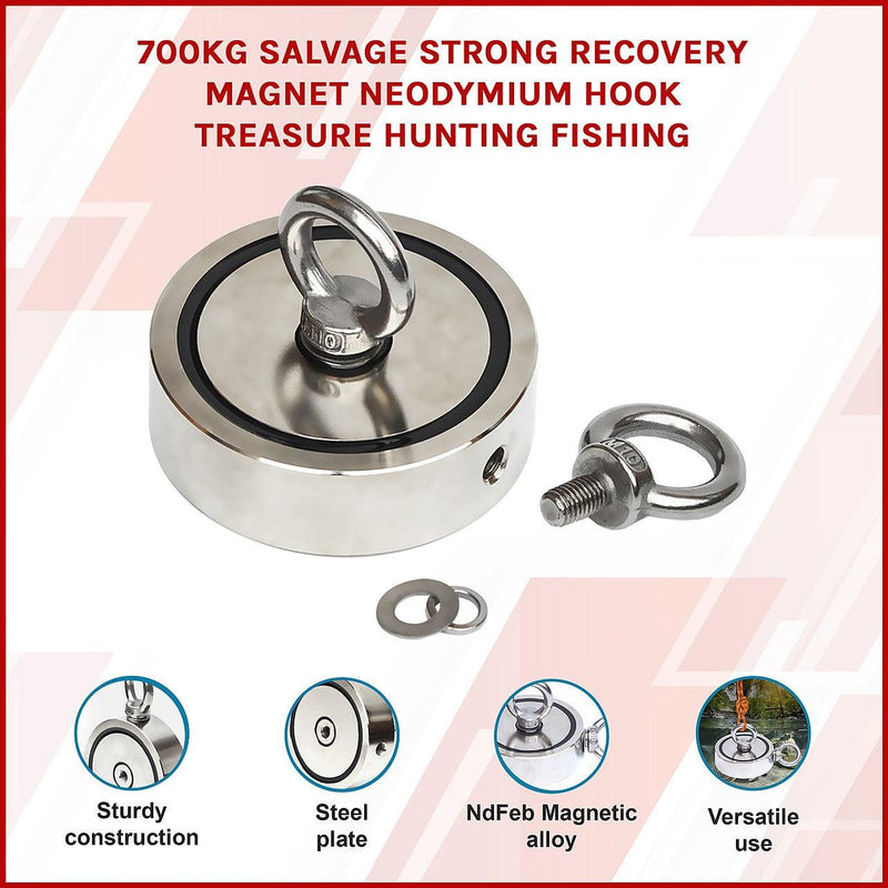 700Kg Salvage Strong Recovery Magnet Neodymium Hook Treasure Hunting ...