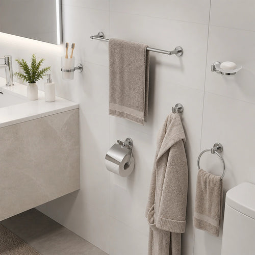 Chrome Bathroom Accessories Set 6pc