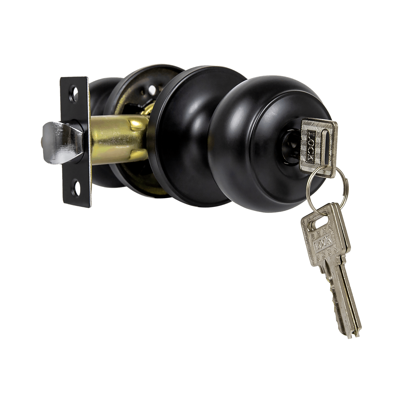 Door Handle Set Key Lock Function Round Black - Key Lock - Round Black ...