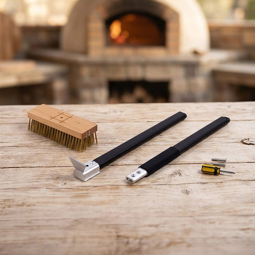 80cm Heavy Duty Pizza Oven Brush with Steel Scraper Cleaner