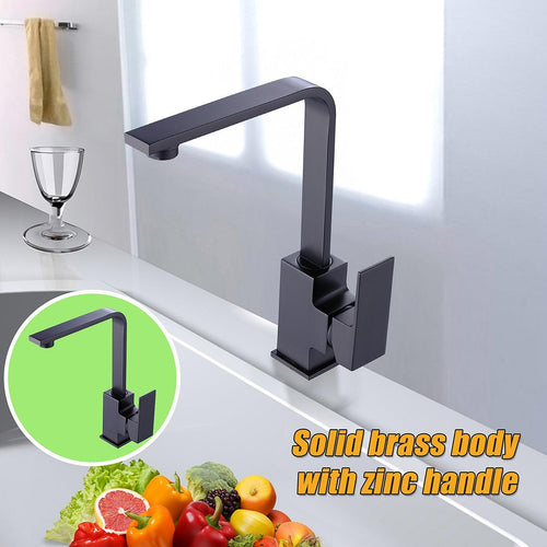 Kitchen Mixer Tap L-Neck Faucet Laundry Bathroom Sink in Black
