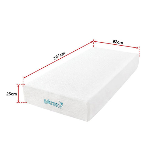 Single 25cm Gel Memory Foam Mattress Dual-Layered - CertiPUR-US