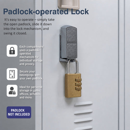12-Door Steel Locker – Grey, Padlock-operated