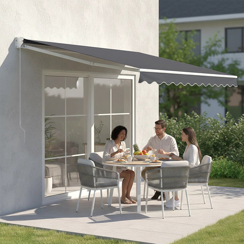 Outdoor Awning Grey - 4x2.5m Retractable Sunshade