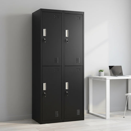 2x2 Door Black Metal Locker – Secure Storage with Standard Lock with 2 Keys