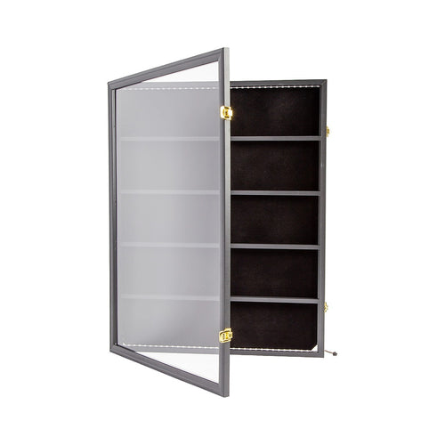 LED Trading Card Display Case for 35 Graded Cards Lockable Wall Frame