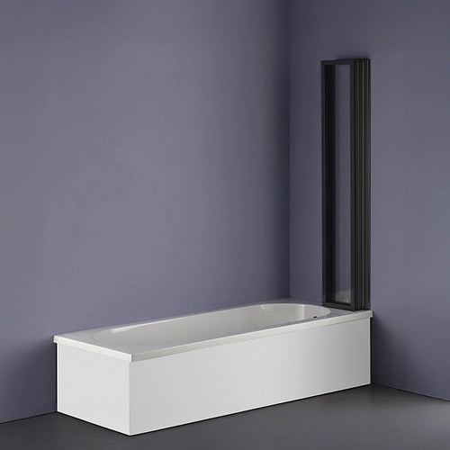 4 Fold Black Folding Bath Shower Screen Door Panel 1000 x 1400mm