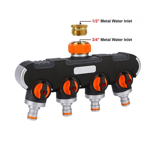 4 Way Garden Hose Splitter Tap – Water Irrigation Distributor Valve
