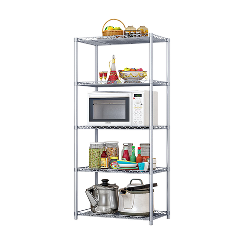 5 Tier Silver Metal Storage Rack Shelving Wire Shelf