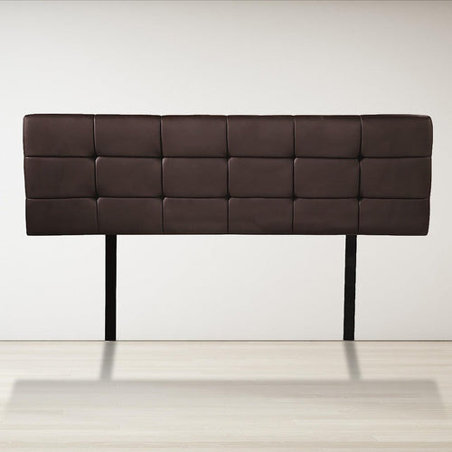 Queen PU Leather Bed Deluxe Headboard Bedhead - Brown