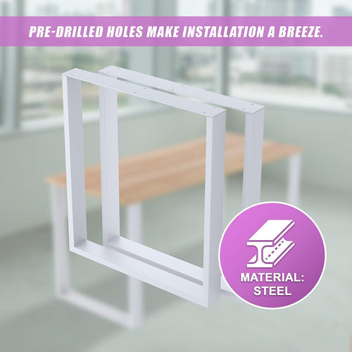 Table Bench Desk Legs Retro Industrial Design - White Square