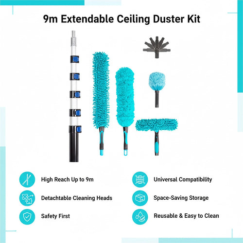 9m Extendable Ceiling Duster Kit – Heavy Duty Telescopic Pole for High Reach Cleaning