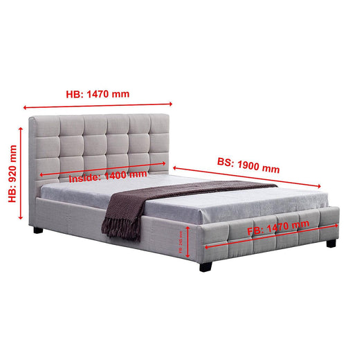 Double Beige Linen Fabric Deluxe Bed Frame