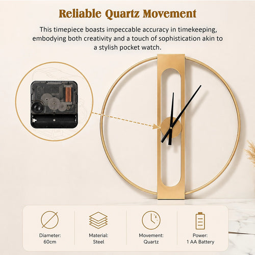 Gold Clover Metal Wall Clock