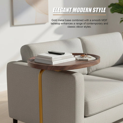 Modern Oval Side Table with Gold Base – Stylish Sofa End Table