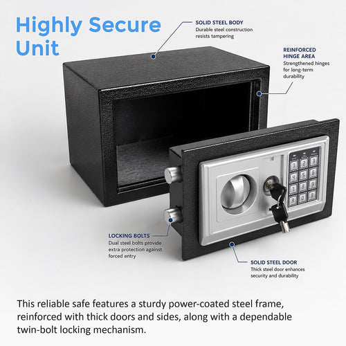 Electronic Digital Security Safe with Key Override 8.5L