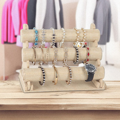 3-Tier Triple Bar Jewellery Display Rack for Watches Bracelets and Accessories
