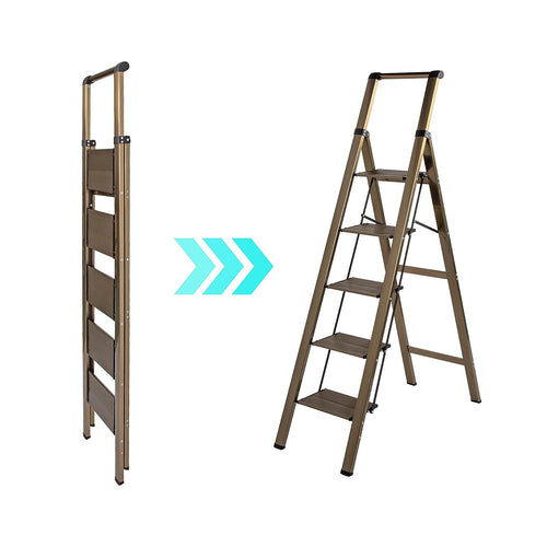 5 Step Aluminium Ladder – Foldable, Lightweight Design with Anti-Slip Pedals