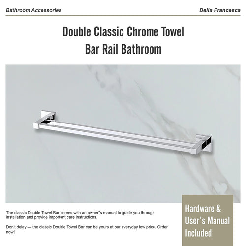 Double Classic Chrome Towel Bar Rail Bathroom   