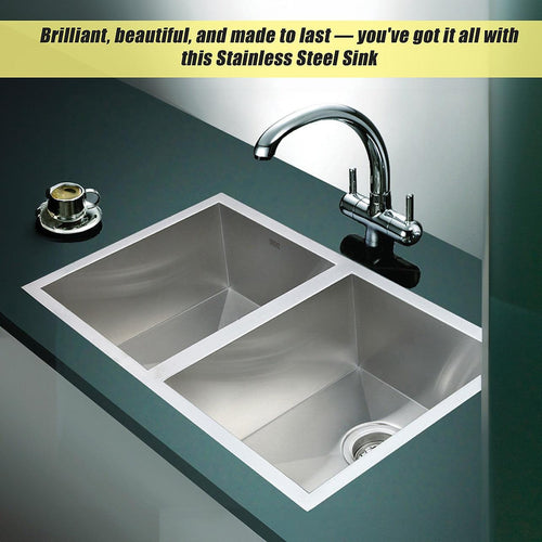 1.2mm Handmade Double Stainless Steel Sink with Waste - 770x450mm