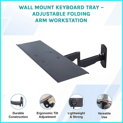 Wall Mount Keyboard Tray – Adjustable Folding Arm Workstation for Home & Office