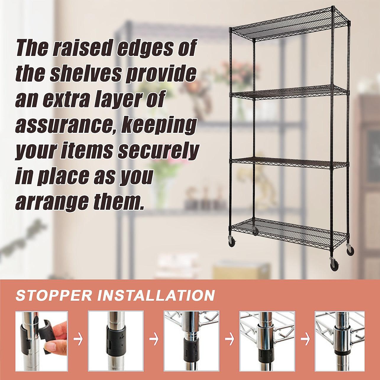 Black Modular Wire Storage 90x45cm Shelf with Wheels | FactoryFast.com.au