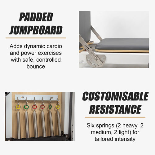 Folding Pilates Reformer Machine – Compact Home Workout Bed for Full-Body Strength & Fitness Training