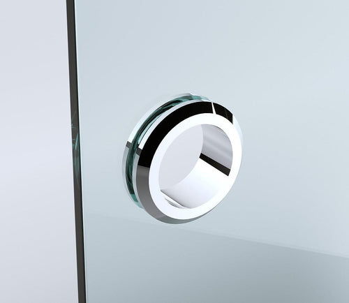 120cm Wall to Wall Frameless Shower Screen with Chrome Brackets and Brass Hinges, Round Handle