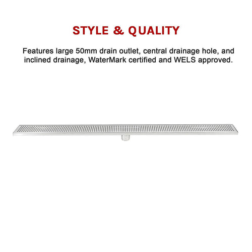 120cm Bathroom Shower Stainless Steel Grate Drain w/ Centre outlet Floor Waste