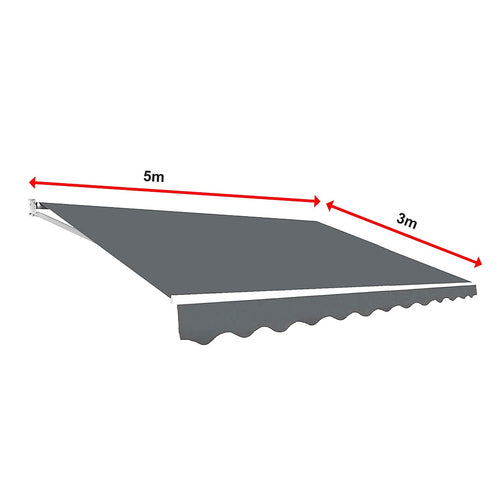 Automatic Retractable Awning 5.0 x 3.0m - Grey Outdoor Wall Sunshade