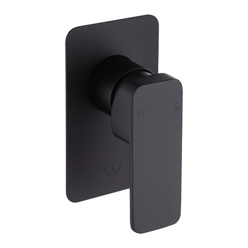 Single Square Shower Bath Mixer Tap Bathroom WATERMARK Approved - Black
