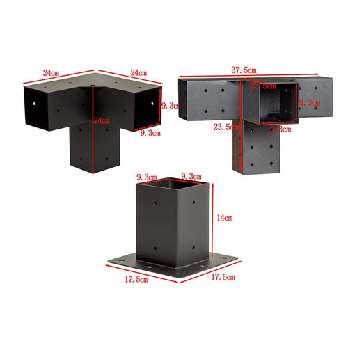 Roof Pergola Gazebo Shed Matte Black Steel Double with Black Screens Brackets DIY Kits