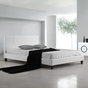 Double Bed Frame White PU Leather