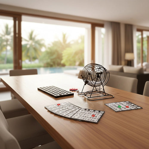 Bingo Game Set with Cards, Balls and Cage for Family Party Fun