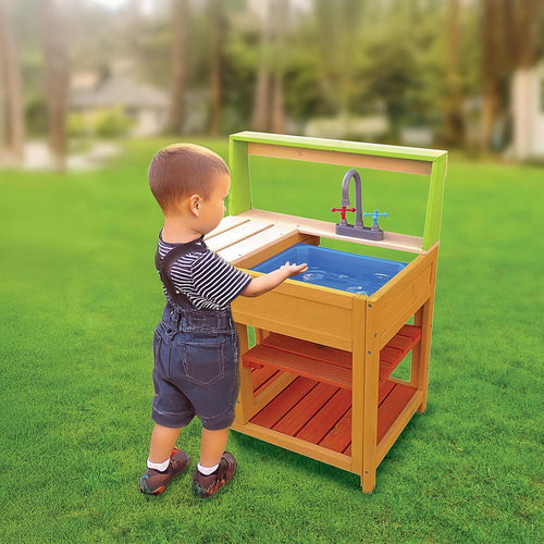 Childrens Outdoor Play Mud Kitchen Sand Pit with Display Shelf