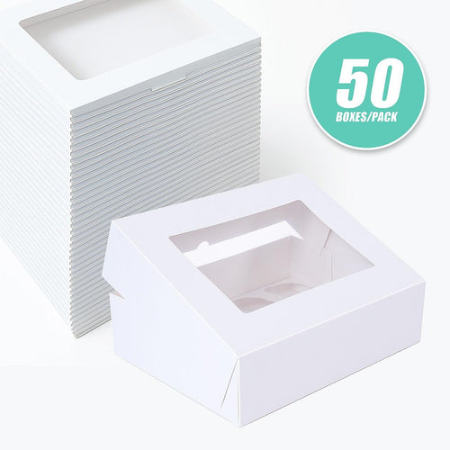 50pcs Cupcake Boxes 12-Hole Laminated Clear Window Face Boxes Favour