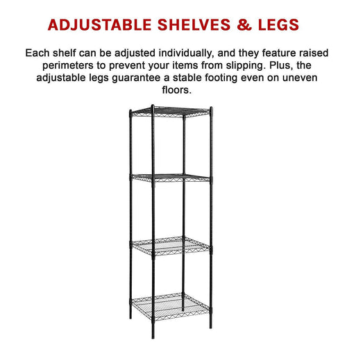 Modular Wire Storage Shelf 600 x 600 x 1800mm Steel Shelving - Baking Black Technology